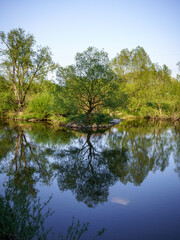Springtime at the River Ruhr between Hinsel and Horst in Essen, North Rhine-Westphalia, Germany