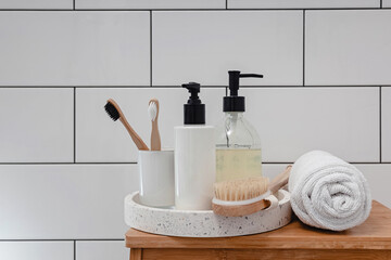 spa composition on white wooden background