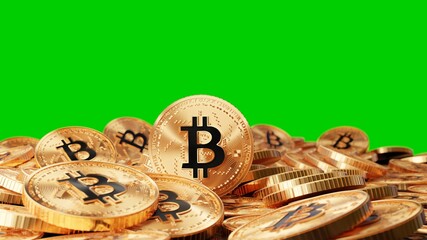 Bitcoin with green screen background