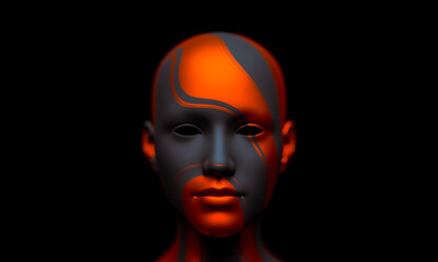Concept of mistic mask or face. 3d illustration