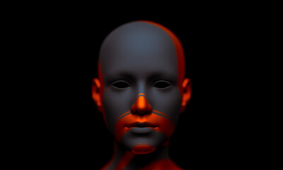 Concept of mistic mask or face. 3d illustration