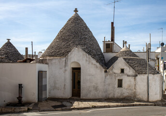 Trulli village in Alberobello, Italy. The style of construction is specific to the Murge area of...