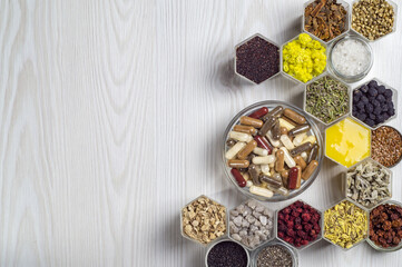 Herbal and mineral organic dietary supplements in capsules