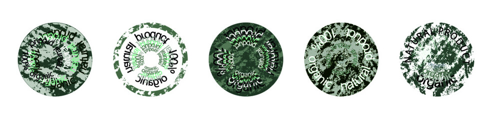 organic natural product vector stamps set