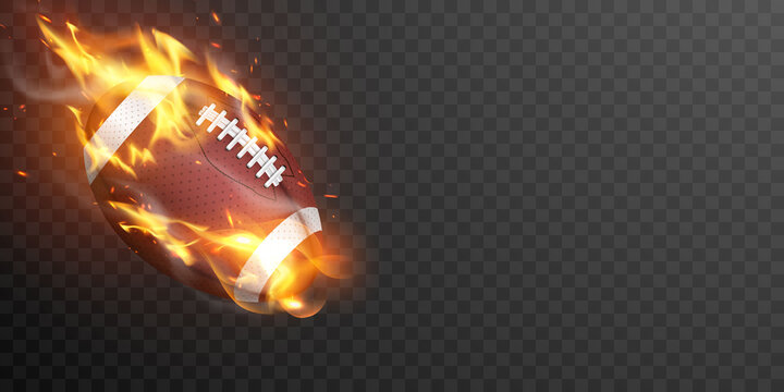 American college high school junior striped football isolated fire hot background