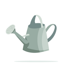 Beautiful flat icon with gray garden watering can on a white background. Flat design vector illustration. Isolated vector illustrations.