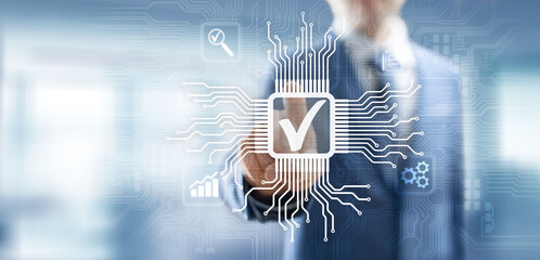 Quality control assurance standards business technology concept