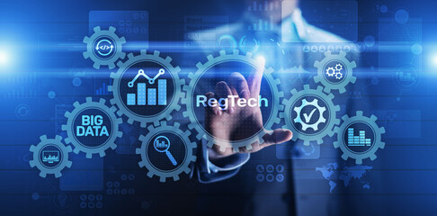 RegTech Regulation Compliance financial control modern internet technology concept on virtual screen