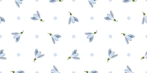 Delicate pattern with small spring flowers. Textile and fabric decoration. White background, blue flowers. Vector illustration