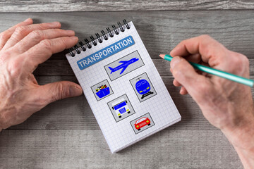 Transportation concept on a notepad