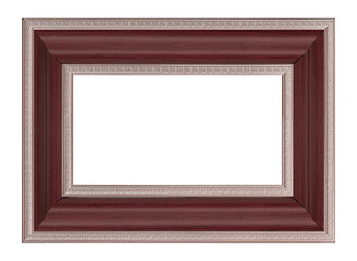 Wooden frame for paintings, mirrors or photo isolated on white background. Design element with clipping path