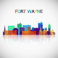 Fort Wayne skyline silhouette in colorful geometric style. Symbol for your design. Vector illustration.