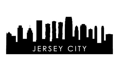 Jersey City skyline silhouette. Black Jersey City city design isolated on white background.