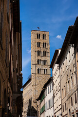 A street in the medieval city of Siena, Tuscany, Italy.