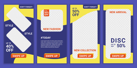 4 set of editable modern template ig stories for digital marketing and sale offer. Discount promo template. Dynamic abstractions for social media post template. Vector story frame illustration