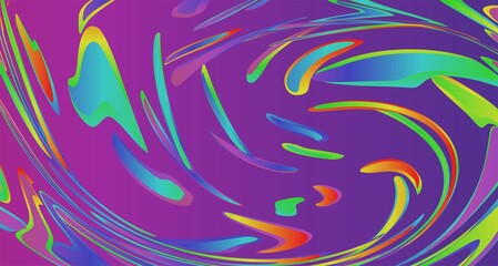 Trendy background with bright neon dynamic abstract shapes. Abstract color pattern of neon color gradient background with modern geometric dynamic motion style.