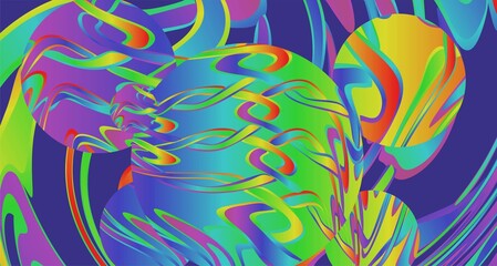 Trendy background with bright neon dynamic abstract shapes. Abstract color pattern of neon color gradient background with modern geometric dynamic motion style.