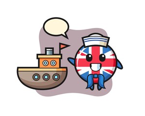 Character mascot of united kingdom flag badge as a sailor man