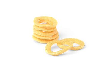 Onion rings isolated on white background.