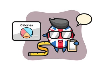 Illustration of united kingdom flag badge mascot as a dietitian