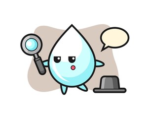 milk drop cartoon character searching with a magnifying glass