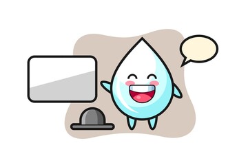 milk drop cartoon illustration doing a presentation