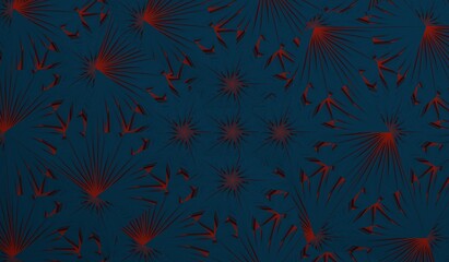 The drawing of abstract flowers consisting of multicolored triangles.