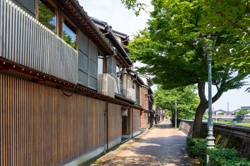 夏の金沢　緑に包まれた主計町茶屋街