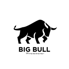 angry black bull vector logo icon design illustration isolate white background