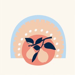 Composition of abstract shapes and botanical elements, style of minimalism , hand drawn. Packaging, wallpaper, poster, room interior decor, design for textiles, postcard, concept, clipart, vector