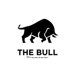 angry black bull vector logo icon design illustration isolate white background