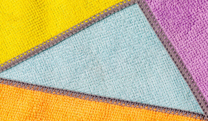 Multicolored Microfiber Pattern. Microfibre Synthetic Fiber Background or Texture. Cleaning Cloth Top View Closeup