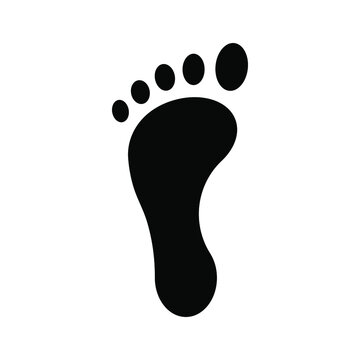 Footprint vector icon. Bare human foot print symbol. Pace imprint sign. Barefoot step mark logo silhouette.
