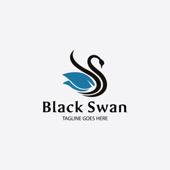 Black swan logo design concept. Vector illustration