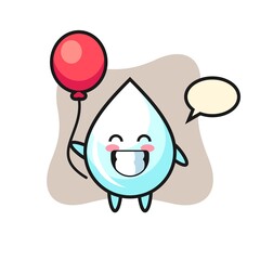 milk drop mascot illustration is playing balloon