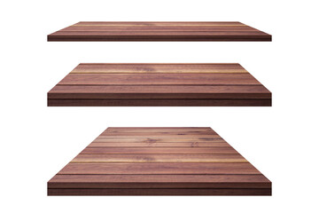 Collection of Old wooden floor pattern texture shelves on a white background isolated with Clipping Paths for design work