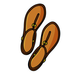 Summer sandals icon. Cartoon of summer sandals vector icon for web design isolated on white background