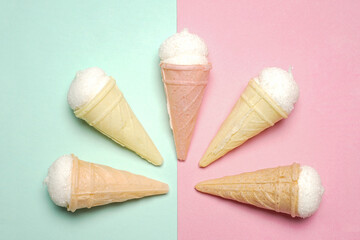 Marshmallow or chewy candy in the form of ice cream. This candy is very liked by young children to parents. pastel color desserts, sweet snacks. Snacks to accompany leisure time.