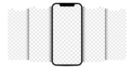 2021 smartphone mockup with blank screen for your design. Smartphone with miniature copies of the screen multiplied on the sides. Vector illustration EPS10