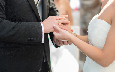 Obraz premium boda, unión, colocar anillos, casarse