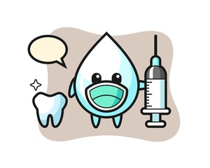 Mascot character of milk drop as a dentist