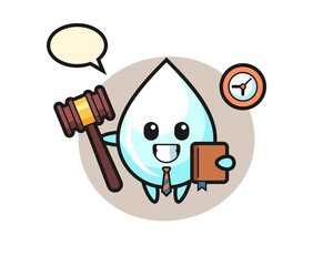 Mascot cartoon of milk drop as a judge