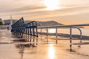 sunset on the english road in Nice
