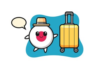 japan flag badge cartoon illustration with luggage on vacation