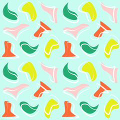 abstract pattern of colored spots and white outlines, summer colors vector illustration