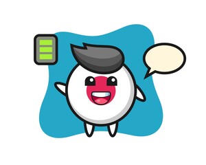 japan flag badge mascot character with energetic gesture