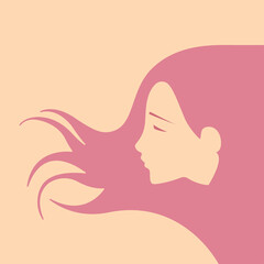 Young woman pink color profile portrait