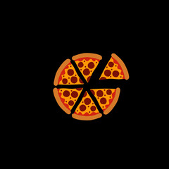 Pizza icon isolated on dark background