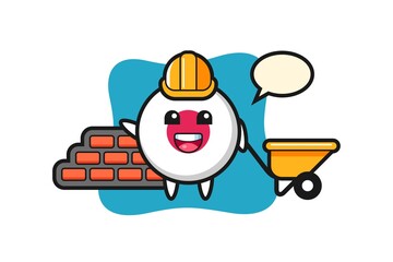 Cartoon character of japan flag badge as a builder