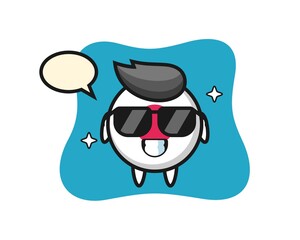 Cartoon mascot of japan flag badge with cool gesture